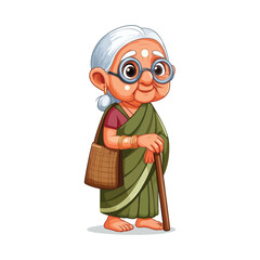 Village old woman cartoon character vector illustration