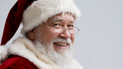 Obraz premium close-up photo of santa claus smiling with plain white background