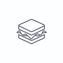Simple sandwich outline icon. A minimalist line drawing of a sandwich, perfect for use in branding, menus, or food-related projects.