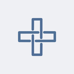 Interlocking cross shape icon. Simple and modern vector icon of a blue interlocking cross shape. Perfect for healthcare, medical, and religious designs.