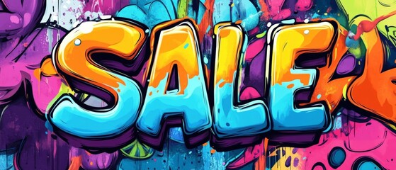 Colorful Graffiti Sale Sign.