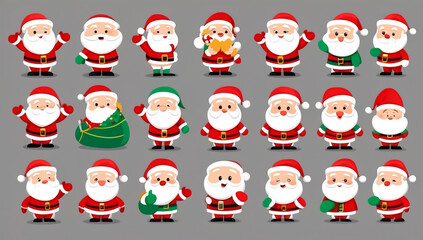 Set of different Santa Claus stickers