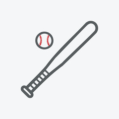 Baseball bat and ball icon. Simple icon depicting a baseball bat and ball, perfect for sports-related projects or designs.