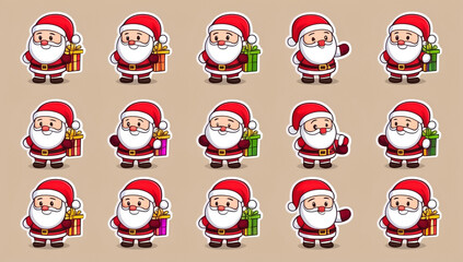Set of different Santa Claus stickers