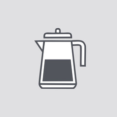 Glass teapot icon design. Simple and minimalist vector illustration of a glass teapot with a lid, perfect for use in a kitchen or beverage themed design project.