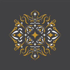 Golden Vintage mandala Ornament.Golden Border ornament. Classic oranate flower, star and mandala. Suitable for wedding invitation card.