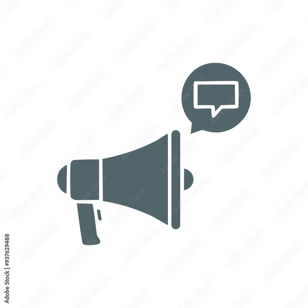 Aufkleber megaphone with speech bubble icon. a simple icon of a megaphone with a speech bubble, representing c
