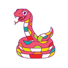 Colourful snake cartoon illustration. Chinese new year 2025