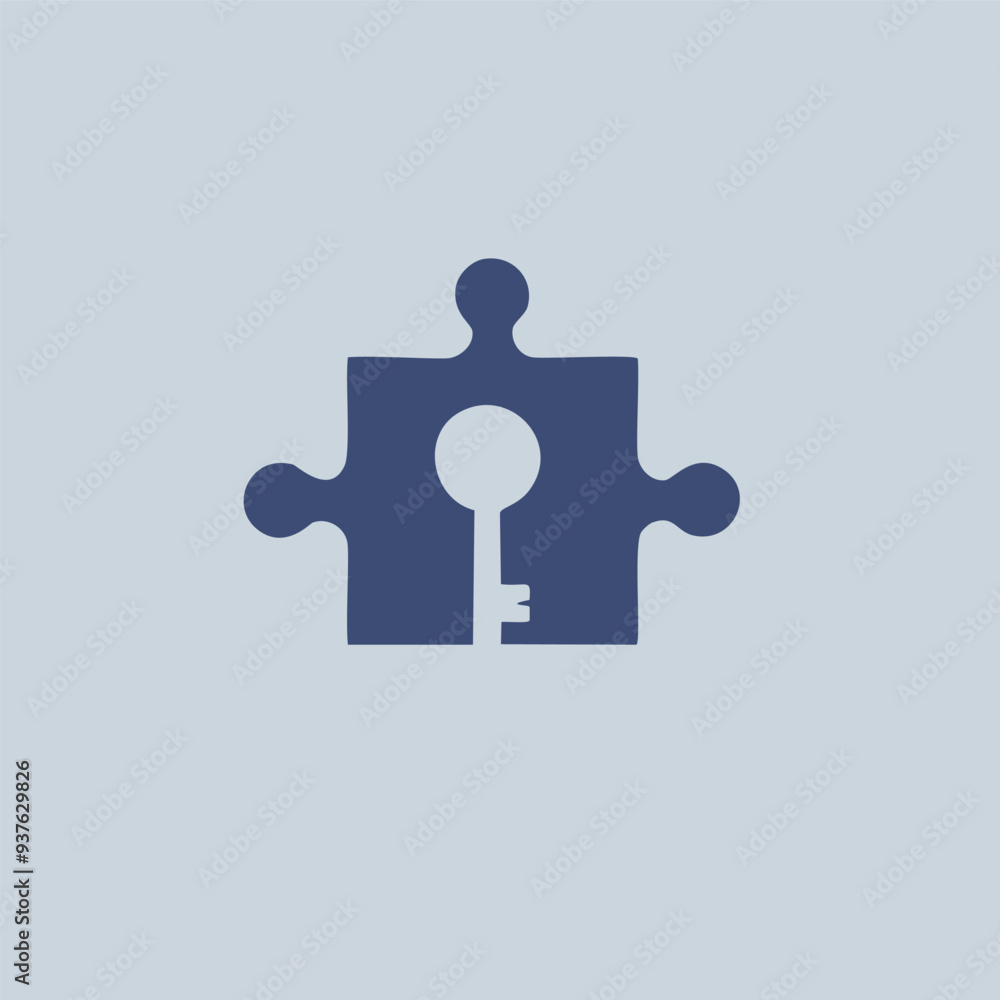Aufkleber puzzle piece with keyhole icon. a blue puzzle piece with a keyhole in the middle, representing the c