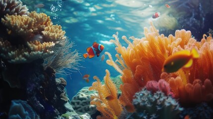 Obraz premium Colorful Coral Reef Underwater