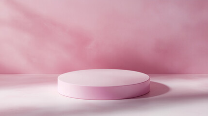 Romantic 3D illustration with empty podium. Minimalistic pink cherry blossom petals vector background for displaying beauty products