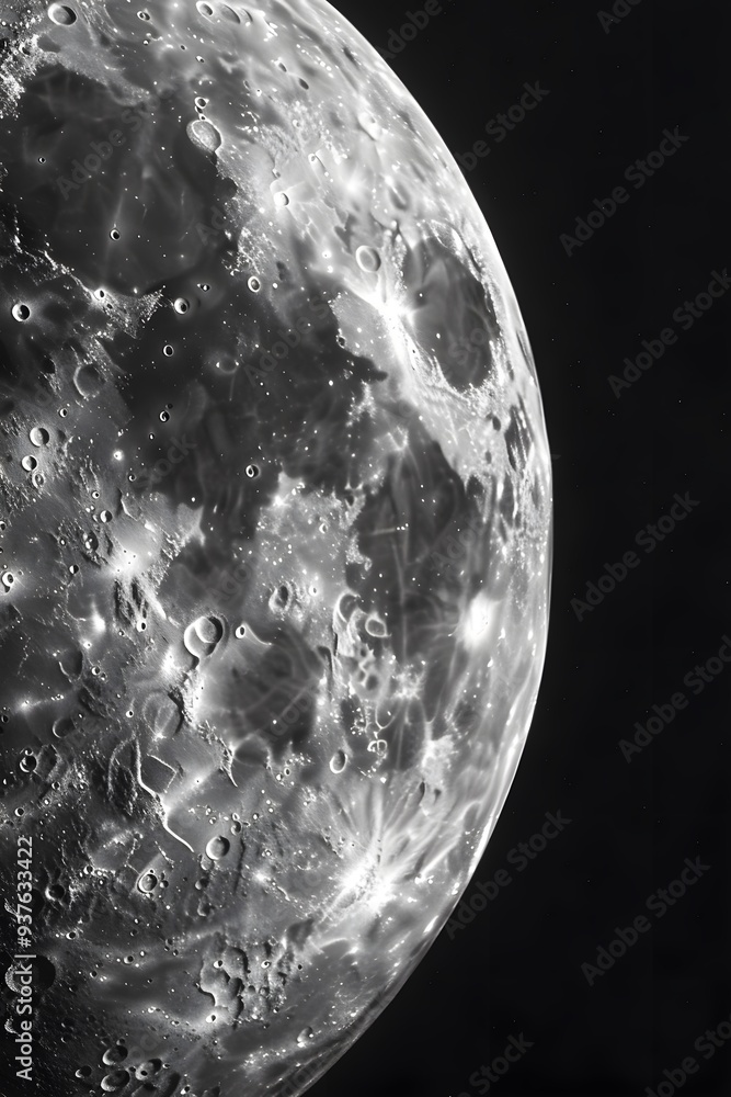 Poster macro shot of the moons surface with a minimalistic approach ai generated illustration