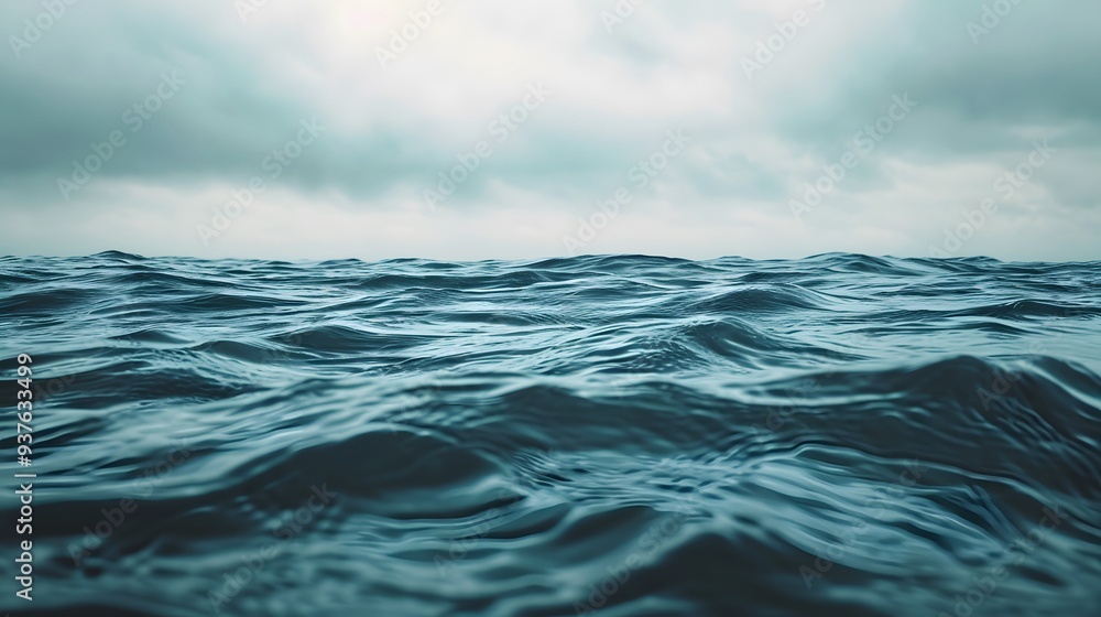 Poster macro shot of the rippling ocean surface under an overcast sky ai generated illustration