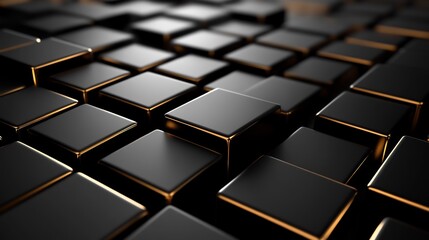 Black and Gold Cubes Pattern