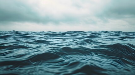 Macro shot of the rippling ocean surface under an overcast sky AI generated illustration