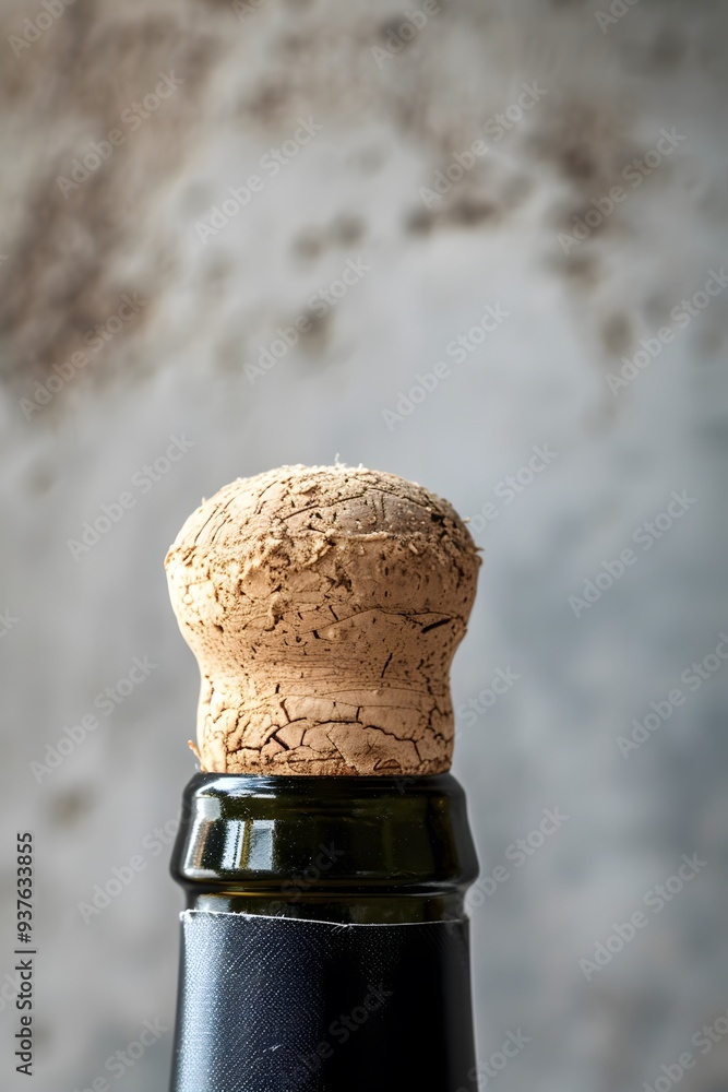 Poster macro view of a popped champagne cork in a minimalist setting ai generated illustration