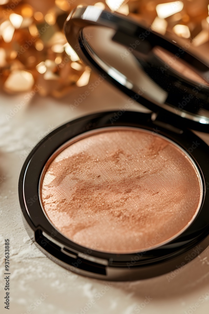 Poster macro view of a powder compact with an open mirror ai generated illustration