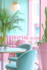 Fototapeta premium Macro view of a pastel-colored office space AI generated illustration