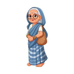 Village old woman cartoon character vector illustration
