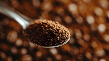 Macro view of a spoonful of coffee granules AI generated illustration