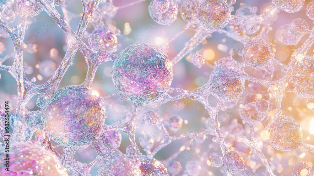 Poster abstract colorful crystal structure with bokeh background