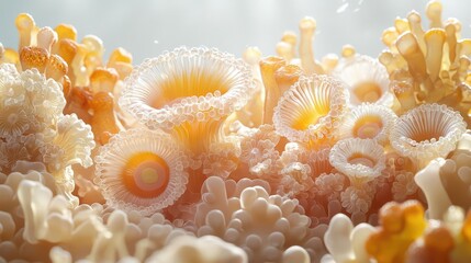 Sea anemones nestled among coral formations