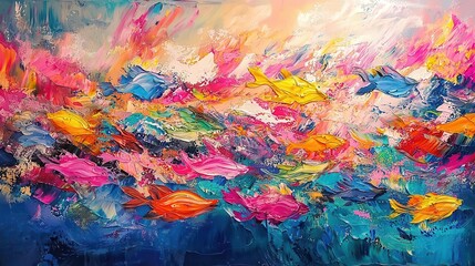 Colorful fish darting among the coral