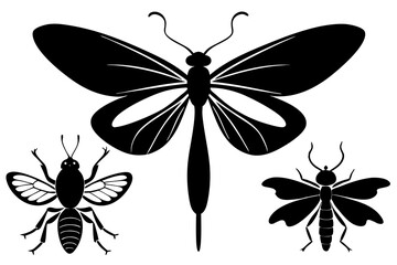Detailed Insect Silhouettes Vector Art Illustration