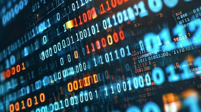 Abstract technology background with digital binary code. The binary code are running.big data concept.