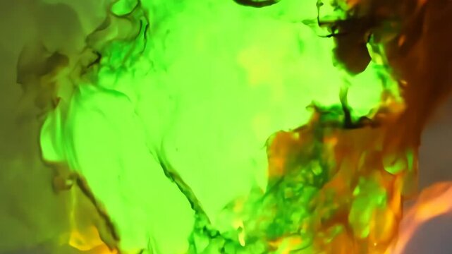 Paper background caught fire from the center, revealing a green screen on the back., exposing the bright green screen background.