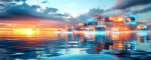 Futuristic Cityscape at Sunset