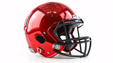 Fototapeta premium Shining Red American Football Helmet: Shiny red American football helmet isolated 