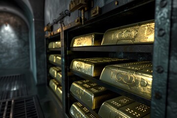 Tresorraum mit Goldbarren