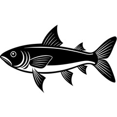 grey mullet fish silhouette Vector SVG