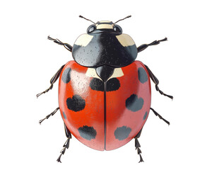 A vibrant ladybug illustration showcasing its striking red shell and black spots, perfect for nature-themed projects.