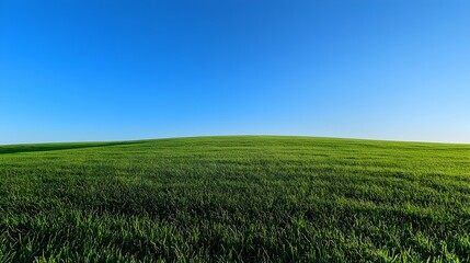 Obraz premium Vast Expansive Emerald Green Grassland Under Pristine Blue Sky Landscape
