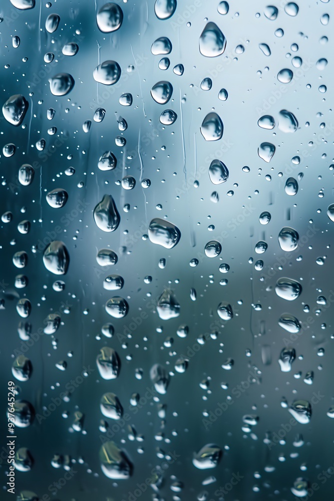 Poster minimalist macro shot of rain droplets on a glass window for an abstract background ai generated ill