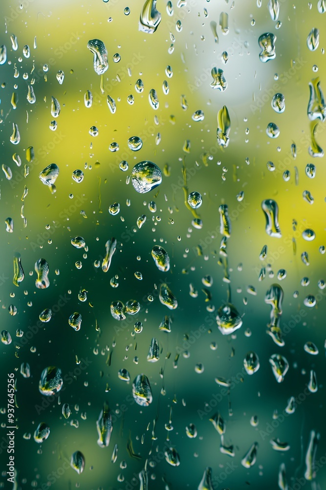 Poster minimalist macro shot of rain droplets on a glass window for an abstract background --style rawai ge