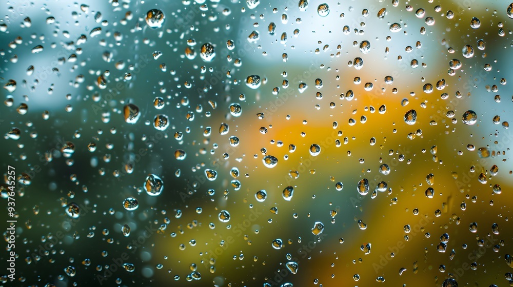 Poster minimalist macro shot of rain droplets on a glass window for an abstract background ai generated ill