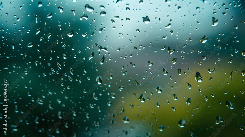 Poster minimalist macro shot of rain droplets on a glass window for an abstract background ai generated ill