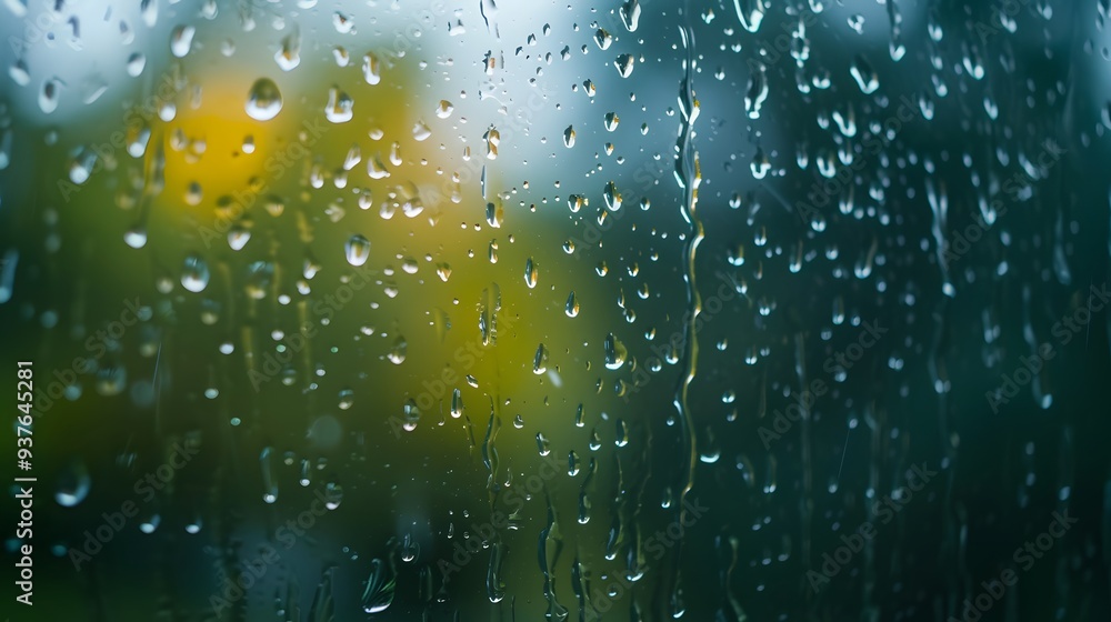 Poster minimalist macro shot of rain droplets on a glass window for an abstract background ai generated ill