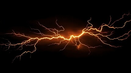 lightning bolt. Massive lightning bolt with branches isolated on black background. lightning effects and lighting thunderstorm. Generative ai