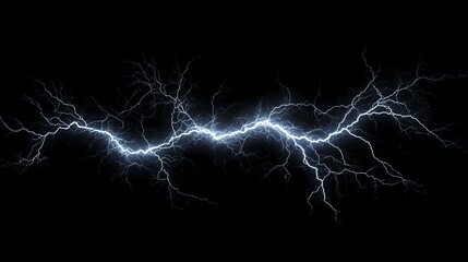 lightning bolt. Massive lightning bolt with branches isolated on black background. lightning effects and lighting thunderstorm. Generative ai