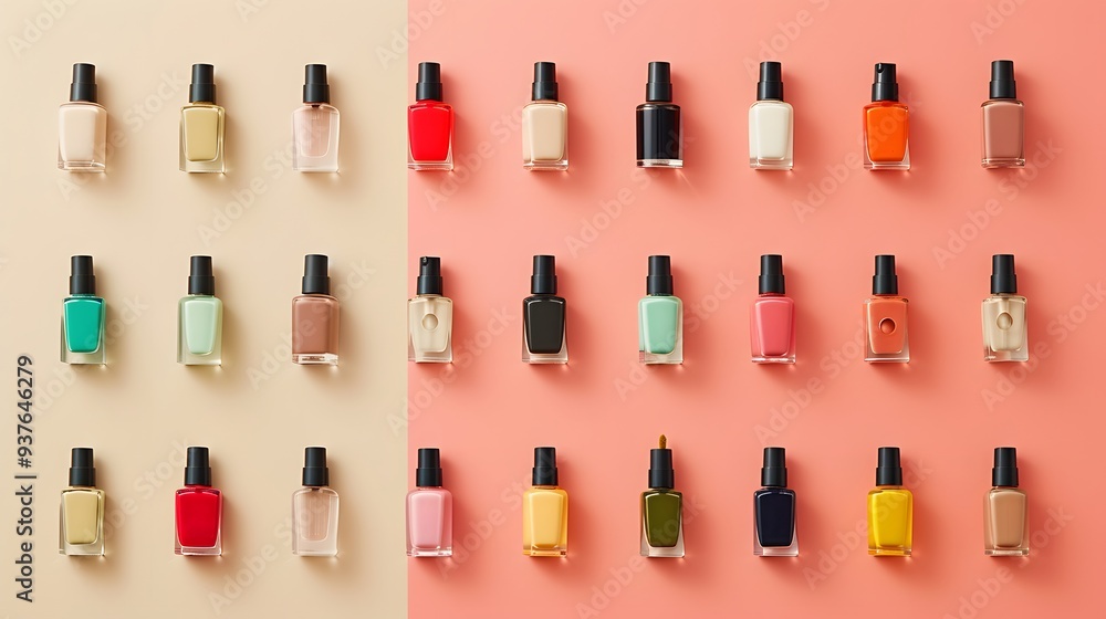 Aufkleber minimalist visual interpretation of an array of nail polish bottles ai generated illustration