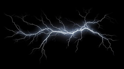 lightning bolt. Massive lightning bolt with branches isolated on black background. lightning effects and lighting thunderstorm. Generative ai