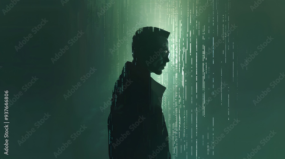 Poster minimalistic composition of elements from the matrix ai generated illustration