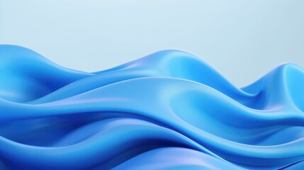 Obraz premium Minimal geometric backdrop featuring a flowing blue shape, elegantly crafted in three-dimensional form, creating a modern and dynamic visual experience.