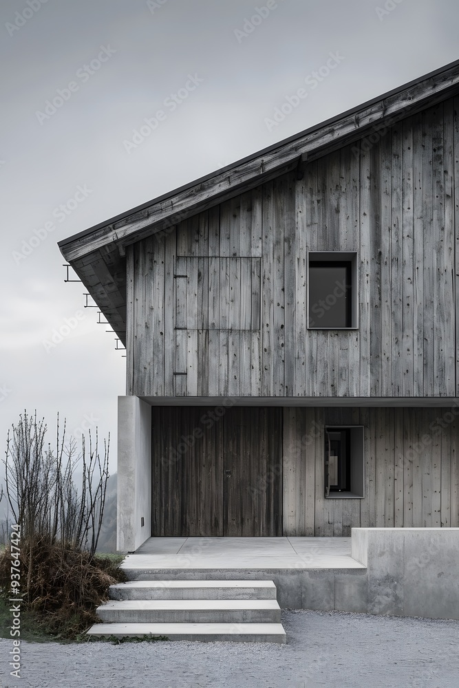 Poster minimalistic interpretation of a traditional house on a macro level ai generated illustration