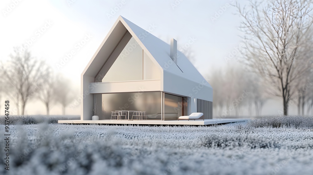 Poster minimalistic interpretation of a traditional house on a macro level ai generated illustration
