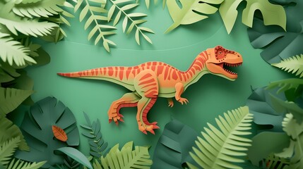 Minimalistic Jurassic Park themed flat lay design  AI generated illustration